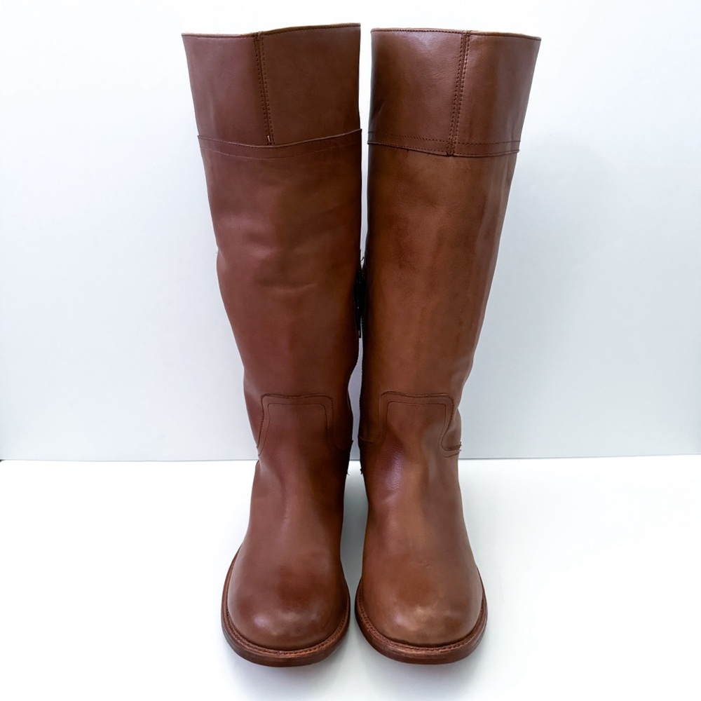 Stetson Brown Leather Talk Chunky Heeled Pull On Riding Boots - Picture 2 of 9